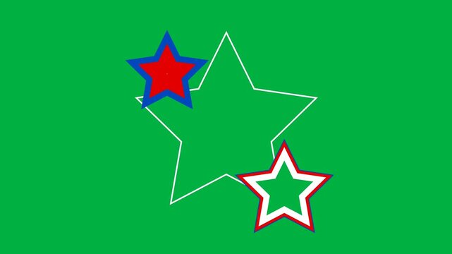 Colorful Star Symbols on Green Backgrounds for Celebration and Decoration.