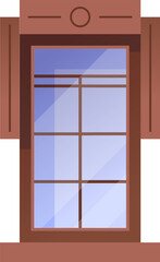Fototapeta premium Brown wooden window with open shutters illustration