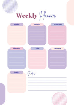  Pastel Purple and Peach Modern Feminine Weekly Planner.eps