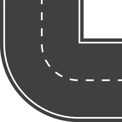 Fototapeta premium Road turning right with dashed and solid lines