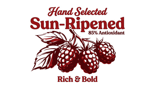 Eat well live well. Blackberry local farm. Organic berry farm. Blackberry fruit artwork. Sun ripened rich and bold.