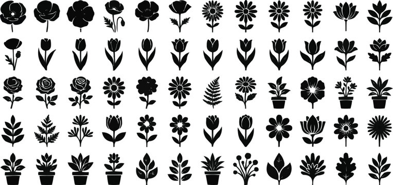 Vector floral and people silhouette design collection