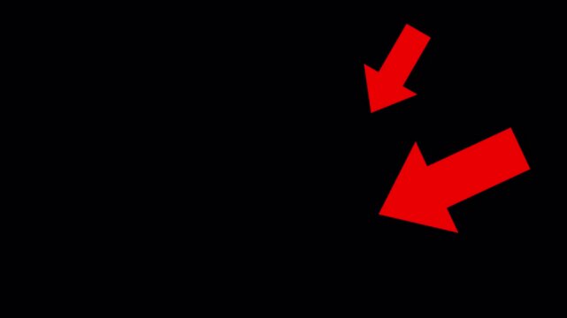 two bright red arrows animation on black background