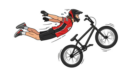 Naklejka premium BMX rider performing aerial trick, dynamic action, extreme sports illustration