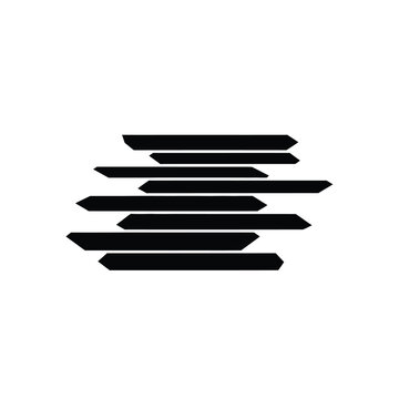 Abstract Black Minimalist Motion Lines and Geometric Stripes on White Background