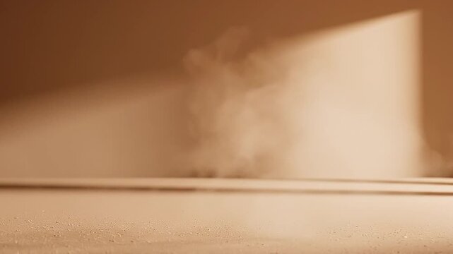 Minimalist nude beige gradient with organic slow moving light shadow loop / 静かな高級感を伝えるモダンベージュの光影と極薄ミストのミニマル抽象ループ4