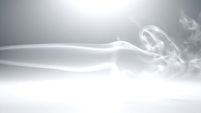 Minimalist white translucent vapor mist drifting slowly in soft light loop / 画面を美しく引き立てるシルキーホワイトの滑らかな蒸気と光のミニマル抽象ループ4