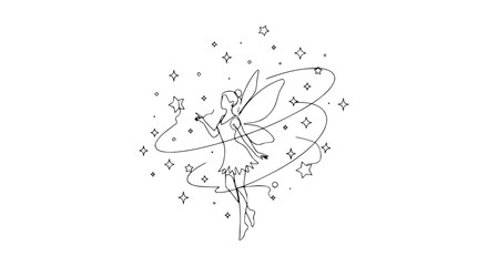 Naklejka premium Whimsical fairy with delicate wings dancing.