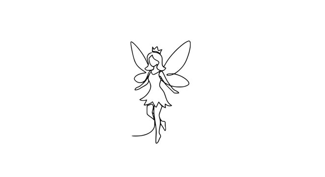Whimsical fairy with delicate wings flying.