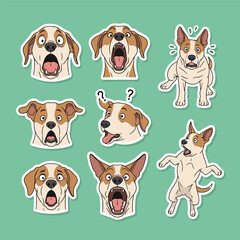 Fototapeta premium Cute sticker pack featuring surprised and funny dog expressions