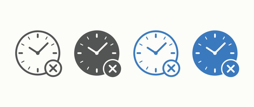 Expired time icon set. deadline cancellation and timeout concept. outline, glyph, colored line and flat style. vector illustration. Adobe Illustrator Artwork