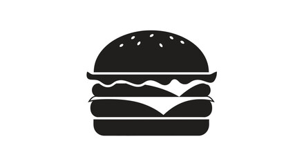 Fototapeta premium Hamburger icon serves as a universal symbol for fast food, dining services, and mobile menu navigation, featuring a clean black silhouette design perfect for modern digital user interfaces.