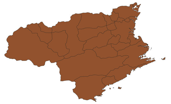 Outline Vector Map of Tokushima Prefecture of Japan