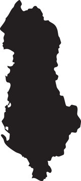 Albania map silhouette simple black outline vector graphic for national identity and travel concepts isolated on white background