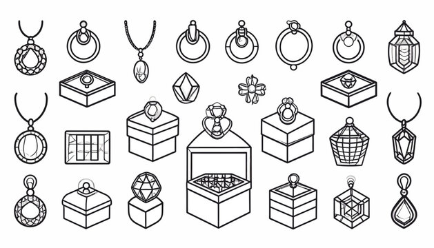 A collection of various jewelry items and boxes are displayed on a surface.