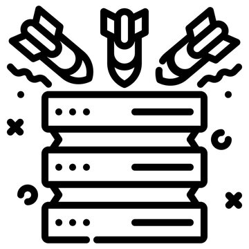 ddos attack. this is a vector single icon with a dashed line style. It is suitable for various purposes, including website design, mobile app design, and logo design.