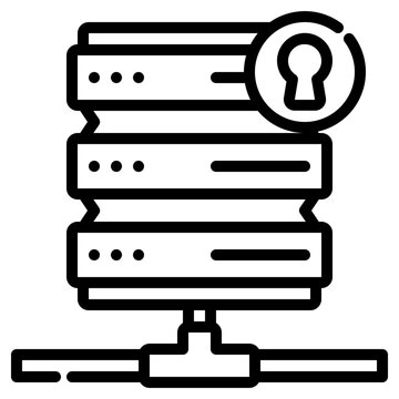 secure server. this is a vector single icon with a dashed line style. It is suitable for various purposes, including website design, mobile app design, and logo design.