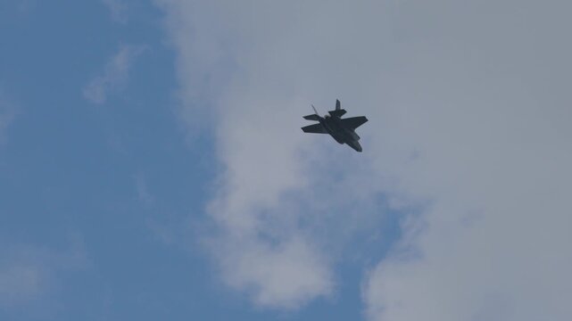 F-35 Lightning II maneuvers in the sky during advanced aerial training operation