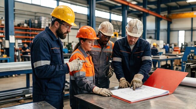 Industrial Team Reviewing Plans