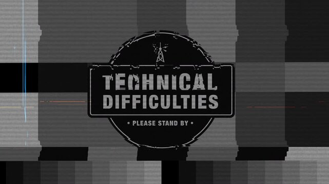 Glitch Television Test Pattern with Technical Difficulties Text