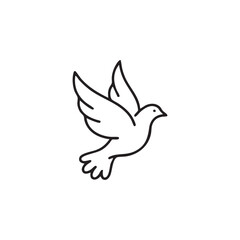 Fototapeta premium Dove icon depicts a stylized bird in flight representing peace, hope, and spiritual freedom in a clean graphic design format.