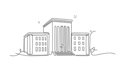 Naklejka premium Institutional building with central entrance and side wings. No editable stroke