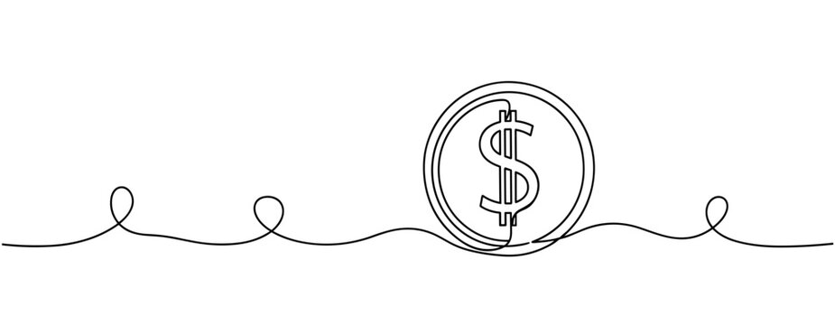 Minimalist dollar sign line art over a wave pattern. No editable stroke