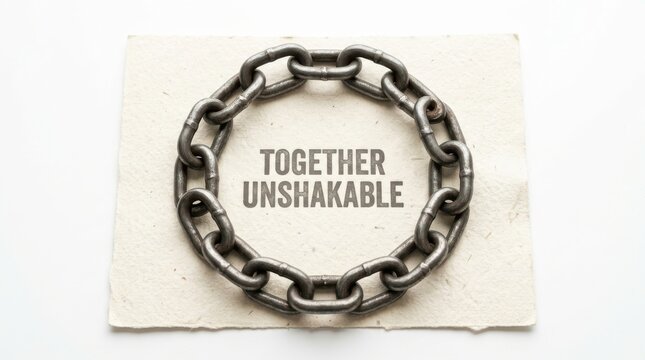 Chain forming a circle with the words together unshakable