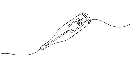 Fototapeta premium Digital thermometer outline drawing with wire. No editable stroke
