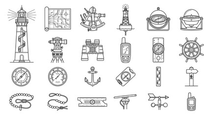 Obraz premium Nautical Navigation Icons Set