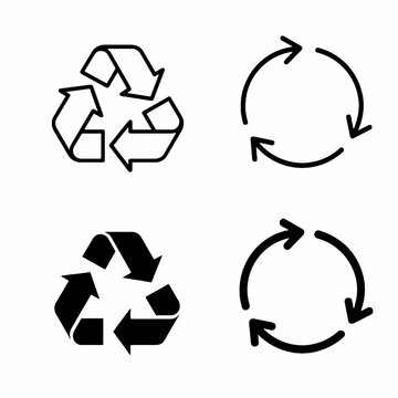 Recycling Universal Eco Icon Set: Minimalist Circular Cycle Arrow Loop Vector Graphic