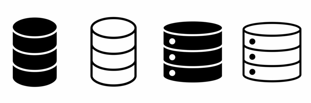 Database Storage Network Server Icon Set: Minimalist Big Data Hosting Vector Graphic