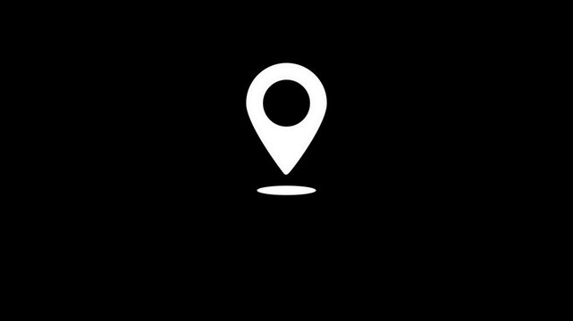 White map pin location marker icon on black background image photo