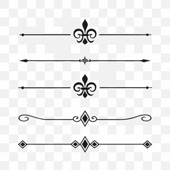 Black vintage divider set with fleur de lis icon. © Samantha44