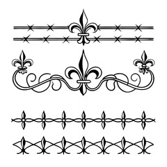 Ornate wrought iron decorative elements fleur de lis. © Samantha44