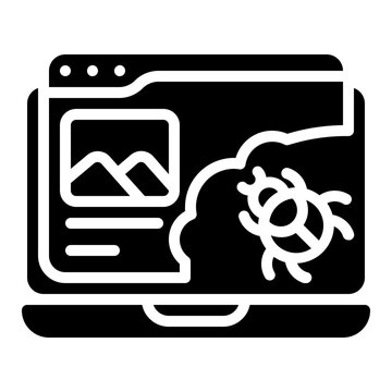 computer virus. this is a vector single icon with a solid style. It is suitable for various purposes, including website design, mobile app design, and logo design.