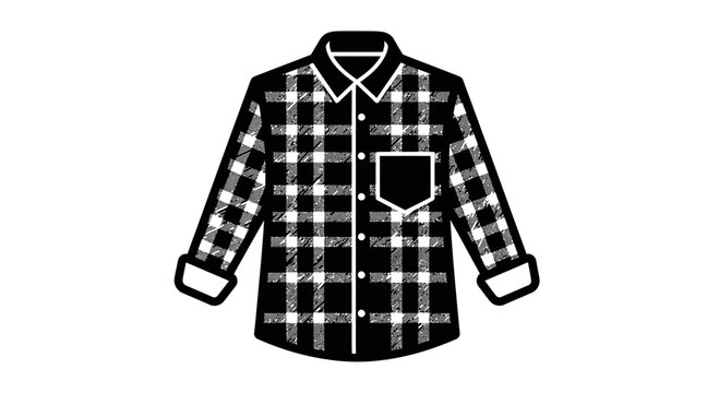 Black and White Plaid Flannel Shirt Icon