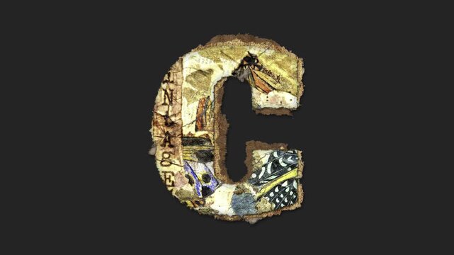 A drag and drop vintage junk journal ephemera style paper letters that animates into place from shredded and torn paper pieces.
