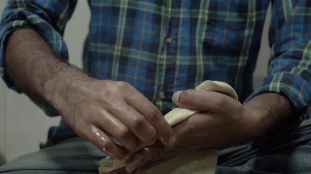 Traditional laccha paratha dough preparation showcasing authentic Indian cooking process.
