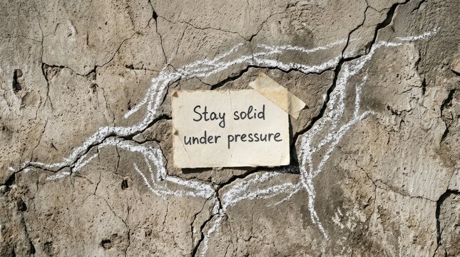 Inspirational message on cracked wall with chalk drawings