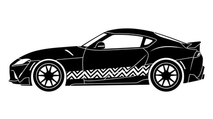 Obraz premium Black Sports Car Side View Illustration.
