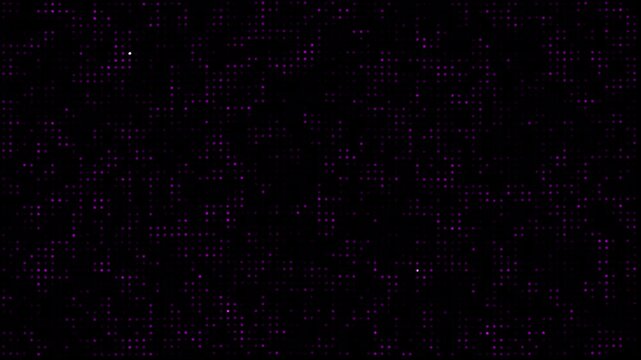 Abstract digital background with purple glowing dots, futuristic technology pattern, data visualization concept, dark screen with neon particles
