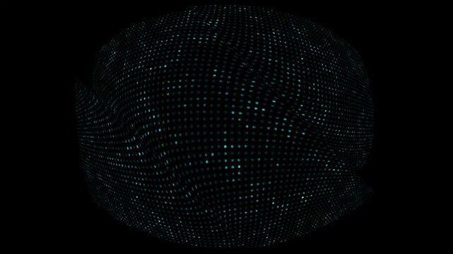 Abstract digital sphere made of glowing blue dots on a black background, futuristic technology concept, 3d render of a data visualization globe