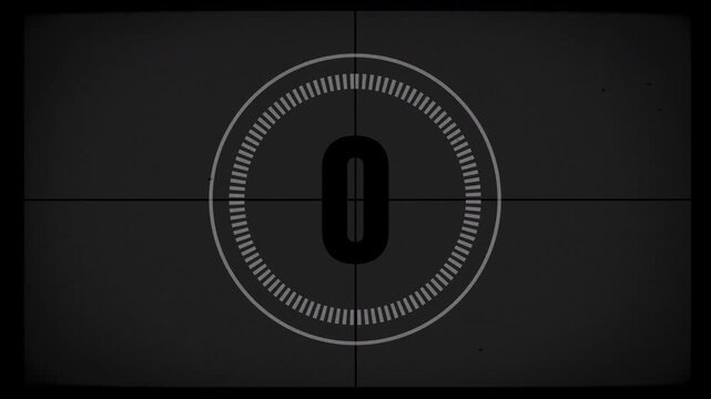 animated old film countdown 5 second to 0 