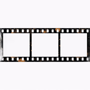 Blank film strip texture with empty frames isolated on white background minimal design