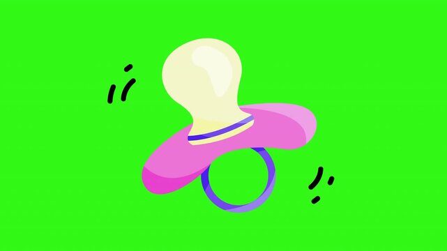Baby pacifier illustration on neon green background suitable for baby products, nursery decor, and childrens publications.