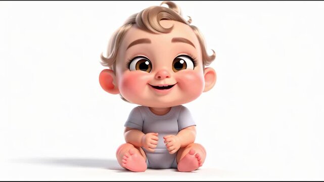 Cartoon Baby Making Funny Face &ndash; Cute and Playful Child Character Animation