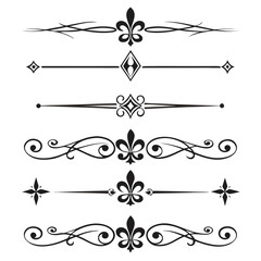 Set of black vintage borders with fleur de lis. © Mst. Shova
