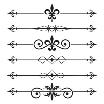 Collection of decorative floral line page borders.