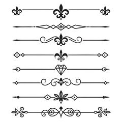 Luxury fleur de lis divider and diamond icon set. © Sabrina45